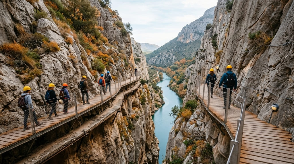 Pasarelas del Caminito del Rey en el Desfiladero de los Gaitanes