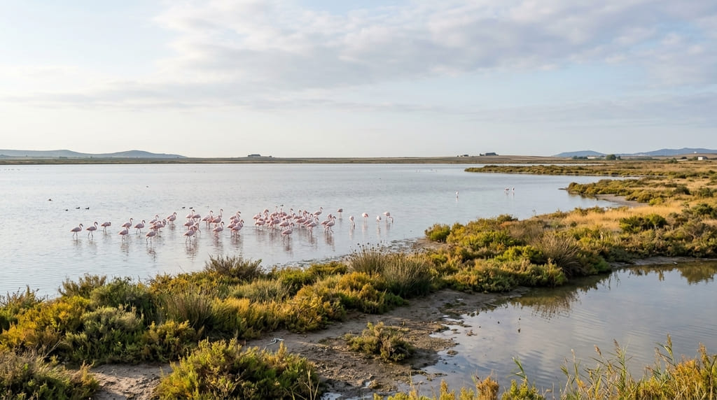 Laguna de Fuente de Piedra al atardecer, cerca de Laberintus Park